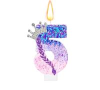 Floruvia Bougies Numéro d'anniversaire, Bougies Violet Rose pour Gâteau, Décorations Pailletées avec Sequins pour Anniversaire (Couronne Tresse, 5)