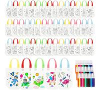 Flotory Lot de 50 sacs à friandises à colorier avec 24 moules en acrylique pour coloriage, carnaval, loisirs créatifs