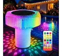 Flotteur de chlore de piscine amélioré 2 en 1 avec lumières colorées, distributeur de chlore flottant avec télécommande de 7,6 cm pour piscine, étang, jardin, fête