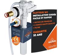 Flotteur WC Durable - INSTALLATION FACILE : Notice Complète + Joint + Filtre - Garantie 10 ans - Robinet à Mecanisme Horizontal pour Toilette WC (Vérifier la compatibilité avec votre équipement)