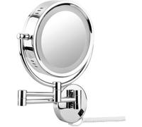 Floureon 8,5'' LED Miroir Mural Grossissant X10 Lumineux Extension Pliant Dual Face Normale 360 Degrés Rotation