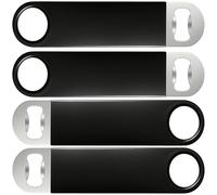 FLOW Barware Décapsuleur de 18 cm de lame de barre | Décapsuleur de bière en acier revêtu de caoutchouc | Double version professionnelle Lames de bar Ouvre-bière | Lot de 4 Noir