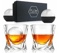 FLOW Barware Ensemble de 2 verres à whisky Twist, coffret cadeau en verre à whisky avec design torsadé Gobelets à whisky parfaits pour Scotch, Bourbon Gin & Tonic By