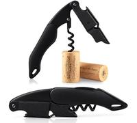 FLOW Barware Tire-bouchon, tire-bouchon 3 en 1 en acier multifonction | Tire-bouchon en acier | Retirez les vis de liège pour bouteilles de vin, noir