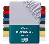 Flowen Drap Housse 160x190cm Jersey 100% Coton 150g/m² | Grand Bonnet 30cm Matelas Épais | Certifié Oeko-Tex Anti Acarien | Doux Élastique Respirant Lavable en Machine Linge de Lit (Gris Clair)