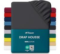 Flowen Drap Housse 160x190cm Jersey 100% Coton 150g/m² | Grand Bonnet 30cm Matelas Épais | Certifié Oeko-Tex Anti Acarien | Doux Élastique Respirant Lavable en Machine Linge de Lit (Gris Foncé)