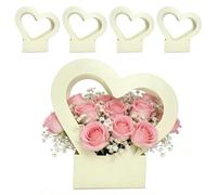 Flower Bag 5-Piece, Waterproof Bouquet Holder Set, Heart Shaped Floral Arrangement Carrier with Structure System, Portable Wedding Gift Packaging Design, Elegant Decorative Flower Transport Bag Kit