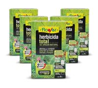 FLOWER Lot de 5 désherbants écologiques d'origine naturelle jusqu'à 750 m² | Élimine les mauvaises herbes et les mousses | Résultats visibles en 2 heures | 1 250 ml + doseur à diluer dans 25 l d'eau |