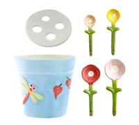 Flower Pot Measuring Spoons - 5 Piece Decorative Ceramic Cute | Fun Measuring Spoons for Seasoning Flour Dry Wet Ingredients Cooking Meal Preparation Kitchen Dining Room