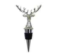 Floweringbeter Bouchon de vin en forme de tête de cerf en liège en alliage de zinc avec joint en silicone, bouchons de champagne, vin, boissons, bouchons en liège de 6,6 cm de long (argenté)