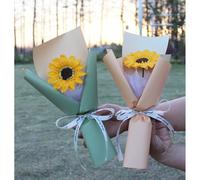 Floweringbeter Bouquet de fleurs de savon subtilement parfumé avec détails de tournesol pour bureau, coiffeuse ou entrée (vert)