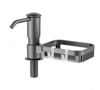 Floweringbeter Distributeur de savon de cuisine avec panier réglable à 360 degrés et pompe de précision 4 CC pour un débit constant de solution (D)