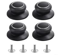 Floweringbeter Lot de 4 boutons de rechange pour couvercles d'ustensiles de cuisine, dessus en bakélite avec support en acier inoxydable pour couvercles de casseroles et casseroles