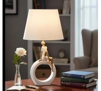 FLRXHK Creative Girl Reading Table Lamp Modern Simple Chambre Chevet Comptoir Lampe Lumière Luxe Haut de Gamme Art Déco Ornement Lampe de Table