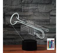 FLRXHK Veilleuse trompette illusion 3D tactile lampe de bureau avec télécommande 16 couleurs optique USB LED veilleuse pour enfants cadeau décoration de chambre