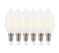 FLSNT E14 LED Light Bulb 40W Equivalent, 5.5W C35 LED Filament Small Screw in Light Bulbs, 750LM SES E14 Candle Bulb 4000K Cool White, Non-Dimmable, Pack of 6