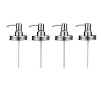 Fltaheroo Lot de 4 couvercles de distributeur de savon en verre avec pompes, distributeur de lotion, couvercle pour décoration de bocal à bouche normale de 16 oz, argent