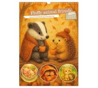Fluffy animal friends - Animal friendships for everyday life (Wall Calendar 2027 DIN A3 portrait), CALVENDO 12 Month Wall Calendar: Cuddly animal moments throughout the year