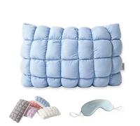 Fluffy Puffgrid Bed Pillow for All Sleepers, Mellow Sleep Puff Pillow (#B) | for Sleeping Hot, Ice Silk, Cover Fluffy Cloud Pillows, For Side and Back Sleepers, Soft Support, Machine Washable