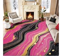 Fluide Spirales Bandes Couleur Lignes Ondulées Imprimé Antidérapant Tapis | Luxe Simple Style Rose Doux Poil Ras Tapis, Lavable en Machine pour Chambre d'enfant, 60 x 90 cm