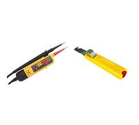 Fluke T90 Testeurs de Tension et de Continuité T90/T110/T130/T150 & JOKARI 10282 Couteau à dégainer, Jaune Multicolore