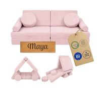 Canapé de jeu Flumi pour enfants, 10 pièces, mousse – Meuble de jeu Montessori modulaire avec housse lavable pour chambre d'enfant