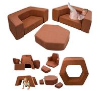 Flumi Montessori Canapé modulaire pour enfants - blocs en mousse souple, jeu de 6 pièces
