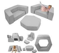 Flumi Montessori Canapé modulaire pour enfants - blocs en mousse souple, jeu de 6 pièces