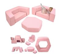 Flumi Montessori Canapé modulaire pour enfants - blocs en mousse souple, jeu de 6 pièces