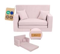 Flumi Personnalisé Canapé Enfant Convertible 3in1 Lit d Appoint Enfant - Mini Canapé avec nom de l'enfant - Mousse Chauffeuse Enfant avec Fonction Lit - Farbe: (côtelé Rose)
