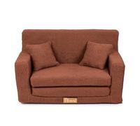 Flumi Personnalisé Canapé Enfant Convertible 3in1 Lit d Appoint Enfant - Mini Canapé avec nom de l'enfant - Mousse Chauffeuse Enfant avec Fonction Lit - Farbe: (Boucle Marron)