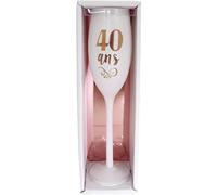 STC Flûte à champagne Anniversaire 40 ans Blanche et rose Reflets cuivrés 1 pièce