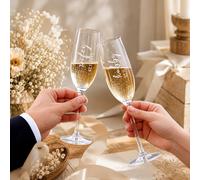 Flûte à champagne personnalisée - Tasse à trinquette gravée personnalisée 1 pièce/2 pièces - Flûte à champagne de mariage pour marié et mariée - Cadeau d'anniversaire pour couple 2 pièces,1 pièceVerre