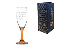 Flûtes à champagne en verre gravé LAV Misket - 190 ml - Orange - Boîte cadeau, fête, Noël, mariage