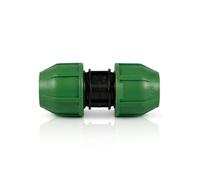 FLUVIA Manchon 25 mm Connecteur de tuyaux PE égal en polyéthylène de compression PN16 Raccord haute résistance couleur vert pour arrosage et installations hydrauliques
