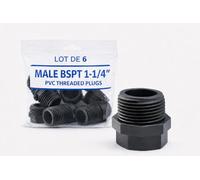 FLUXI-TECH Bouchon PVC Mâle 1-1/4" BSPT PN10 - Certifié DVGW - 6pcs