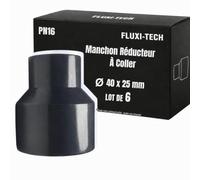 FLUXI-TECH - Manchon Réducteur à Coller 40mm | 25mm en PVC - PN16 bars - Pour Tuyaux - Lot 6