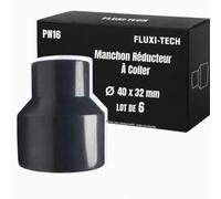 FLUXI-TECH - Manchon Réducteur à Coller 40mm | 32mm en PVC - PN16 bars - Pour Tuyaux - Lot 6