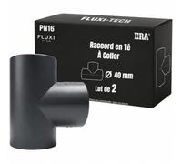 FLUXI-TECH Raccord Té droit PVC Ø 40mm PN16 à coller, lot de 2
