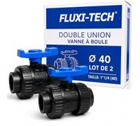 FLUXI-TECH Vanne à boule PVC Ø40mm PN16 à coller, lot de 2