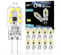 FluxTech Ampoule LED G4 12V, Blanc froid 6000K, 1W, 165lm, Lot de 10 | équivalent 10-20W halogène, G4 LED Ampoule d'éclairage, Non-dimmable, Sans Scintillement - Pour hotte de cuisine et lustre