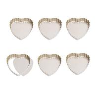 FLYAMAPIRIT Lot de 6 mini moules à gâteau antiadhésifs en forme de cœur | Moule à tarte, quiche, tartelettes avec fond amovible
