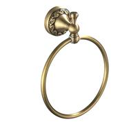 Flybath Anneau Porte Serviette Rond Mural Laiton Brossé Antique 18 CM | Gravure De Motif Exquis, Robuste, Mini Support de Torchon Doré Vintage, Accessoire Salle de Bain Cuisine Rétro Bronze