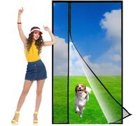 Flycn Moustiquaire Porte Magnétique à Ouverture Latérale, 80x195 cm Porte Fenetre Rideaux Anti Mouches pour Porte, Rideaux Toile Insect Ecran, Moustiquaire Baie Vitree Coulissante Noir