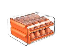 Flycoo Boîte à œufs à double couche pour 32 œufs Transparent pour réfrigérateur Armoire de cuisine (orange)