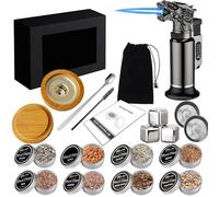 Flygragon Kit Fumoir Whisky - Fumoirs Cocktails avec Copeaux de Bois de Fumage Naturels 8 Saveurs, Pierres à Whisky - Accessoires Bar pour Bourbon Boissons Fromage Cadeau Homme Père Petit Ami
