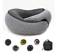 Flyhugz Oreiller Cervical,Oreiller Cervical De Voyage Réglable en Mousse À Mémoire De Forme Oreiller De Soutien du Cou en Coton, Oreiller Cervical Pliable en Forme De U Oreiller De Voyage Ergonomique