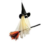 Flying Ghost LED Light Up Halloween Broom Hanging Outdoor Decoration