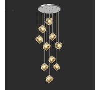 FLYIODFCXV lustre, Lustre rond et haut à 10 boules de verre, style nordique moderne(10 Lights)