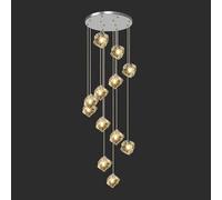FLYIODFCXV lustre, Lustre rond et haut à 10 boules de verre, style nordique moderne(12 Lights)